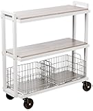 Atlantic Modular Mobile Storage Cart System, with Interchangeable Shelves & Baskets, Powder-Coated All-Steel Frame, 3-Tier, Caster Wheels for Mobility, PN 23350328, in White