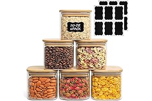 ComSaf 20oz Glass Spice Jars with Bamboo Airtight Lids