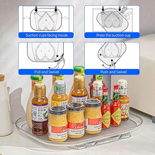Miniatura 4 de Lazy Susan cuadrado para refrigerador, estante de almacenamiento de condimentos de encimera, organizador de gabinete Lazy Susan, estante de