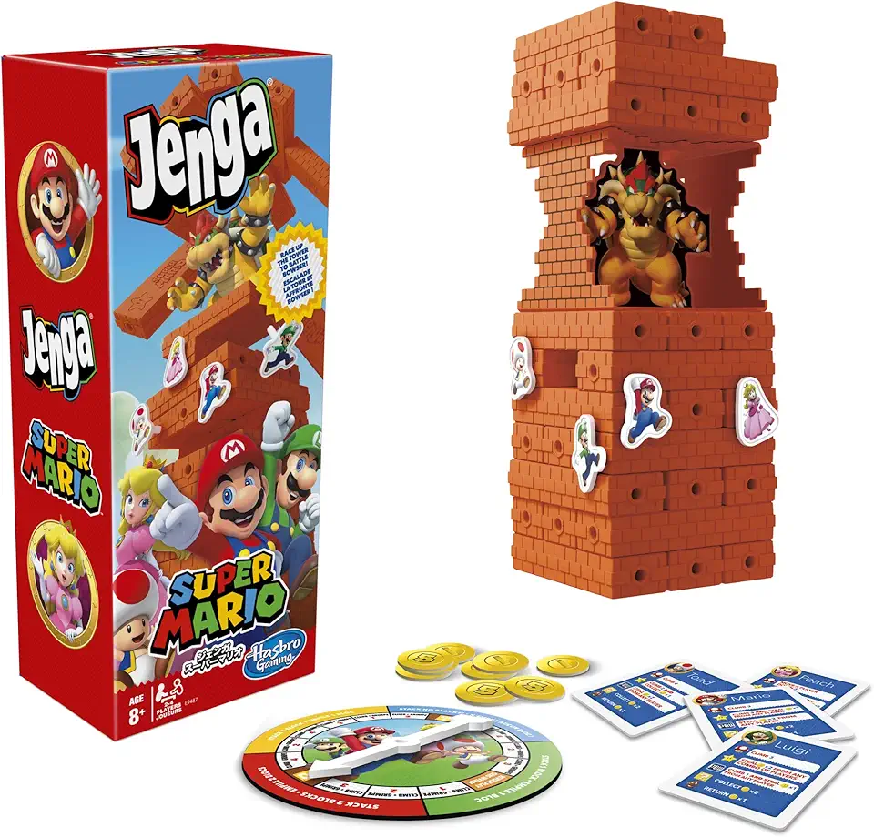 Hasbro Jenga: Super Mario Edition Game | Block Stacking Tower Game | Back to School Gifts for Kids | Classroom Board Games | Ages 8+ (Amazon Exclusive)