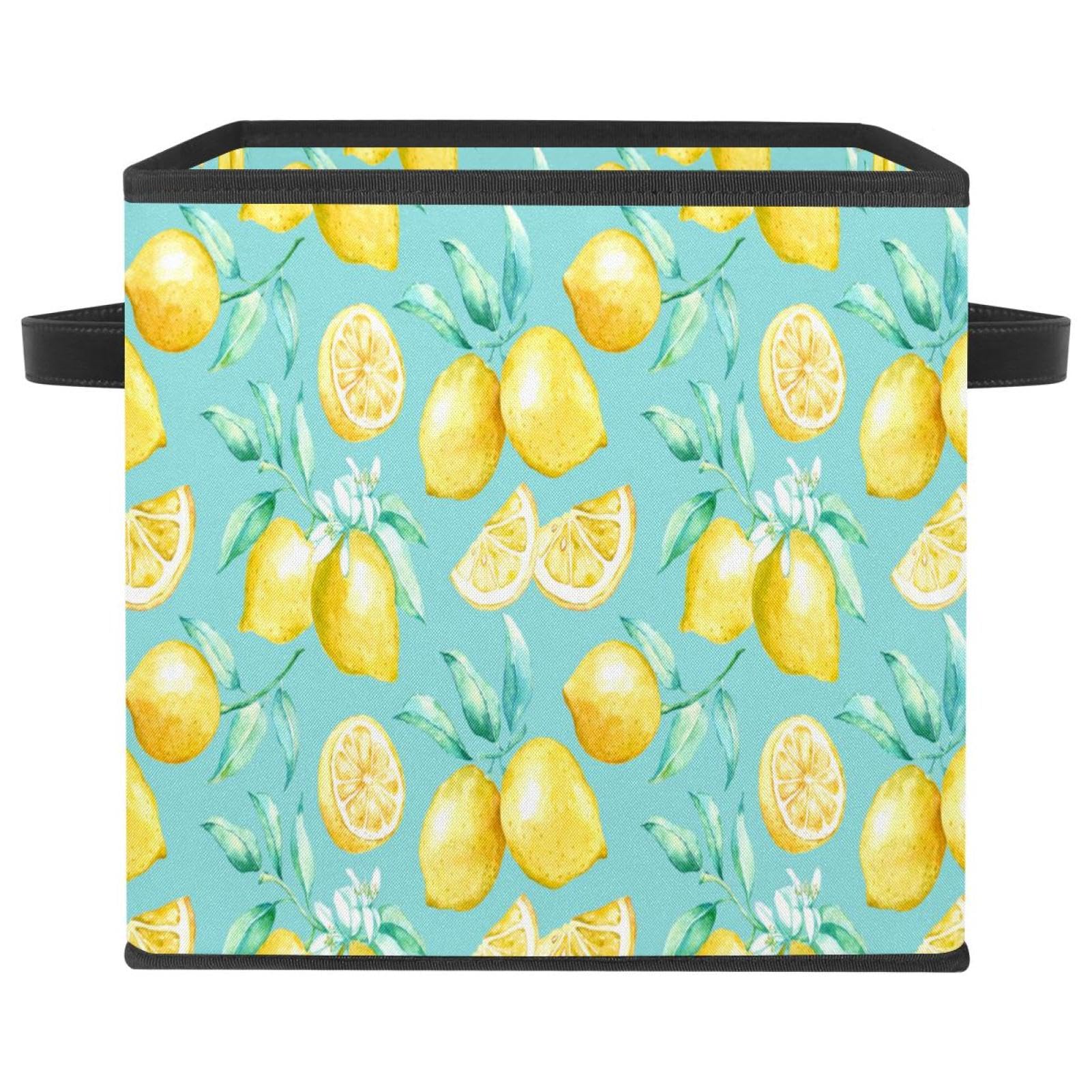 Boîte de rangement pliable jaune citron pour placard et chambre
