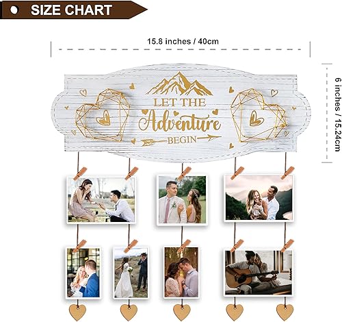 Miniatura 5 de Yudarte Regalos de compromiso de boda para mujeres, novia futura  Pizarra romántica de pared con pinzas y cordel para parejas recién comprometidas