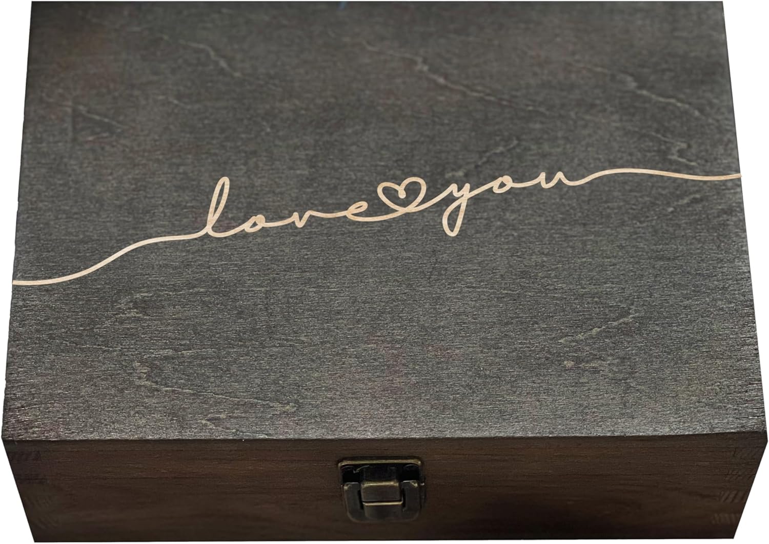 Love You Memory Wooden Decorative Box Gift For Wife Wedding Gift For Couples Laser Engraved Custom Box Keepsake Box Memory Box Wooden Art 8.5 in x 6 in x 3 in (Size 1 Dark Walnut)
