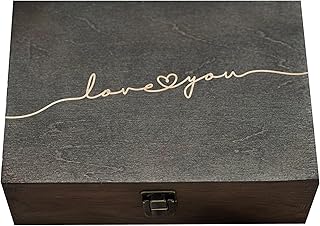 Love You Memory Wooden Decorative Box Gift For Wife Wedding Gift For Couples Laser Engraved Custom Box Keepsake Box Memory Box Wooden Art 8.5 in x 6 in x 3 in (Size 1 Dark Walnut)