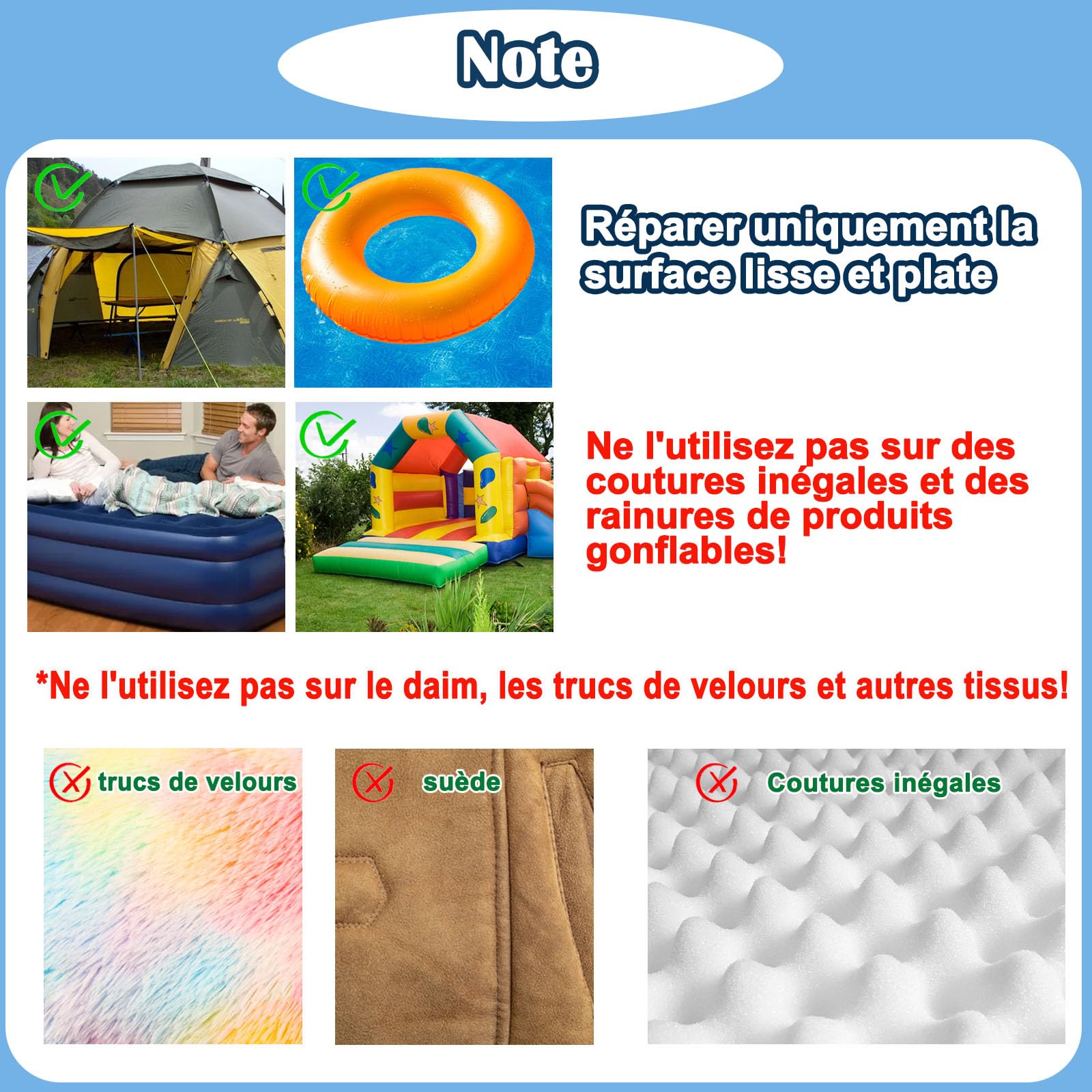 Kit de réparation gonflable TPU 10 cm x 2 m imperméable pour matelas pneumatique piscine bouée jouets