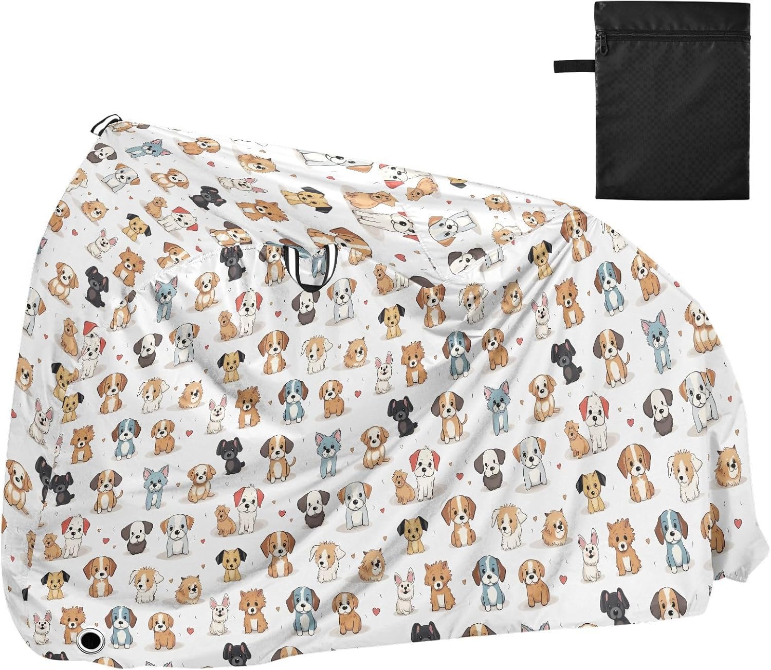 ALAZA Puppy Dog Print Cartoon Bike Cover Waterproof Outdoor Ebike Bicycle Covers Tarp Protection for 1/2 Bikes, Sun UV Dust Wind Proof