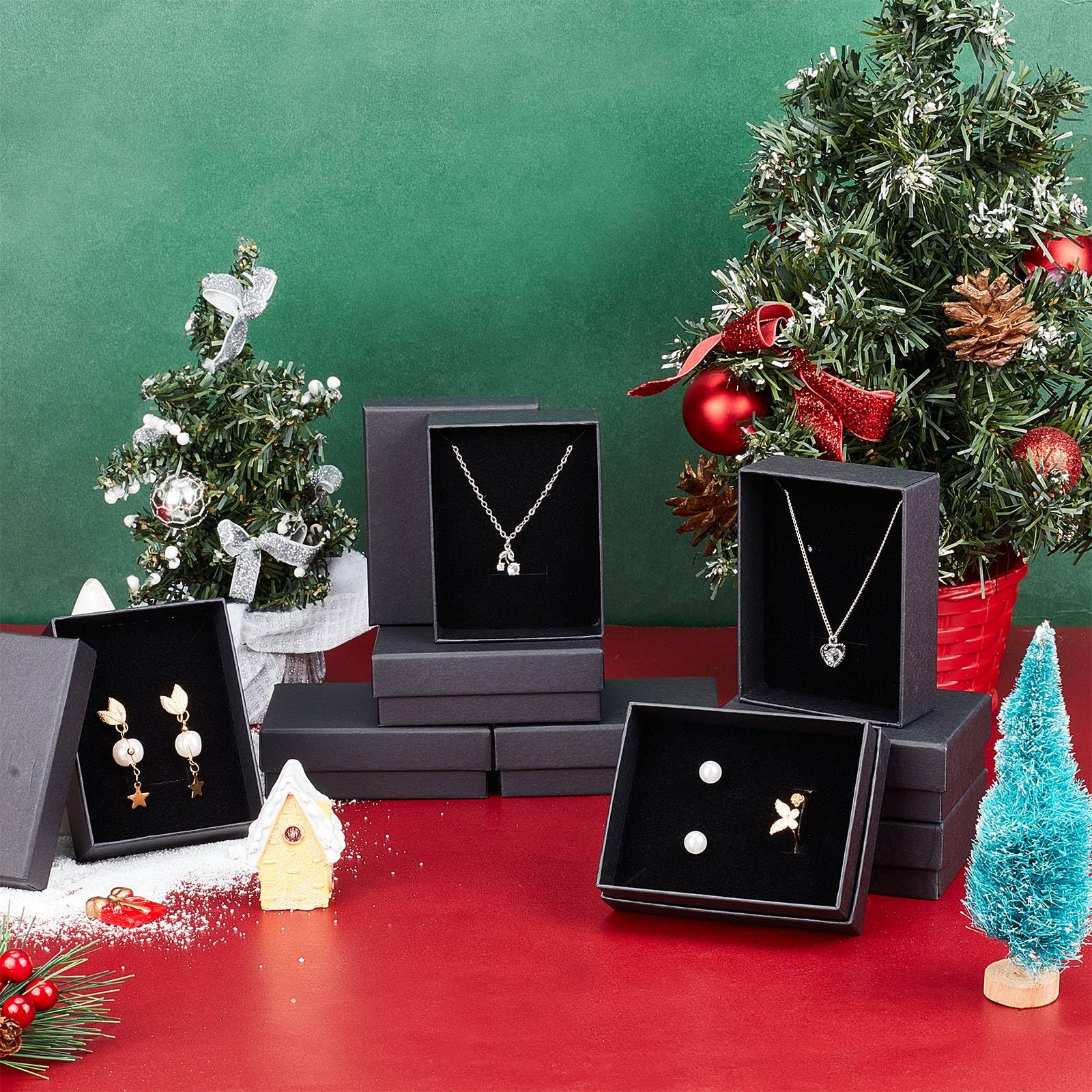 Craftdady 12pcs Black Gift Box Rectangle Cardboard Box with Sponge Jewelry Storage Boxes for Rings Bangle Bracelet Earring Necklace Display - Image 2