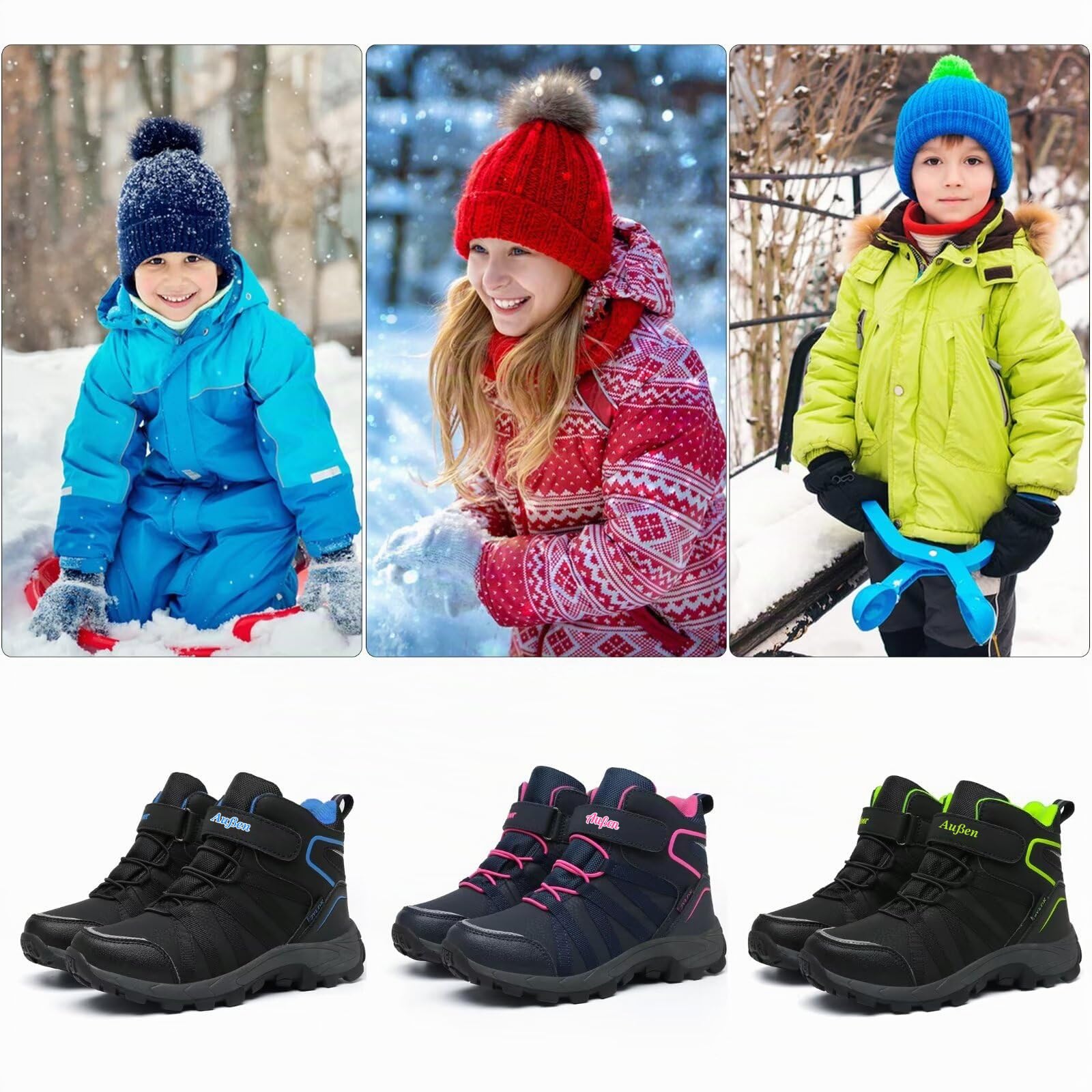 Winterstiefel Kinder Warmfutter Winterschuhe Outdoor Wanderschuhe