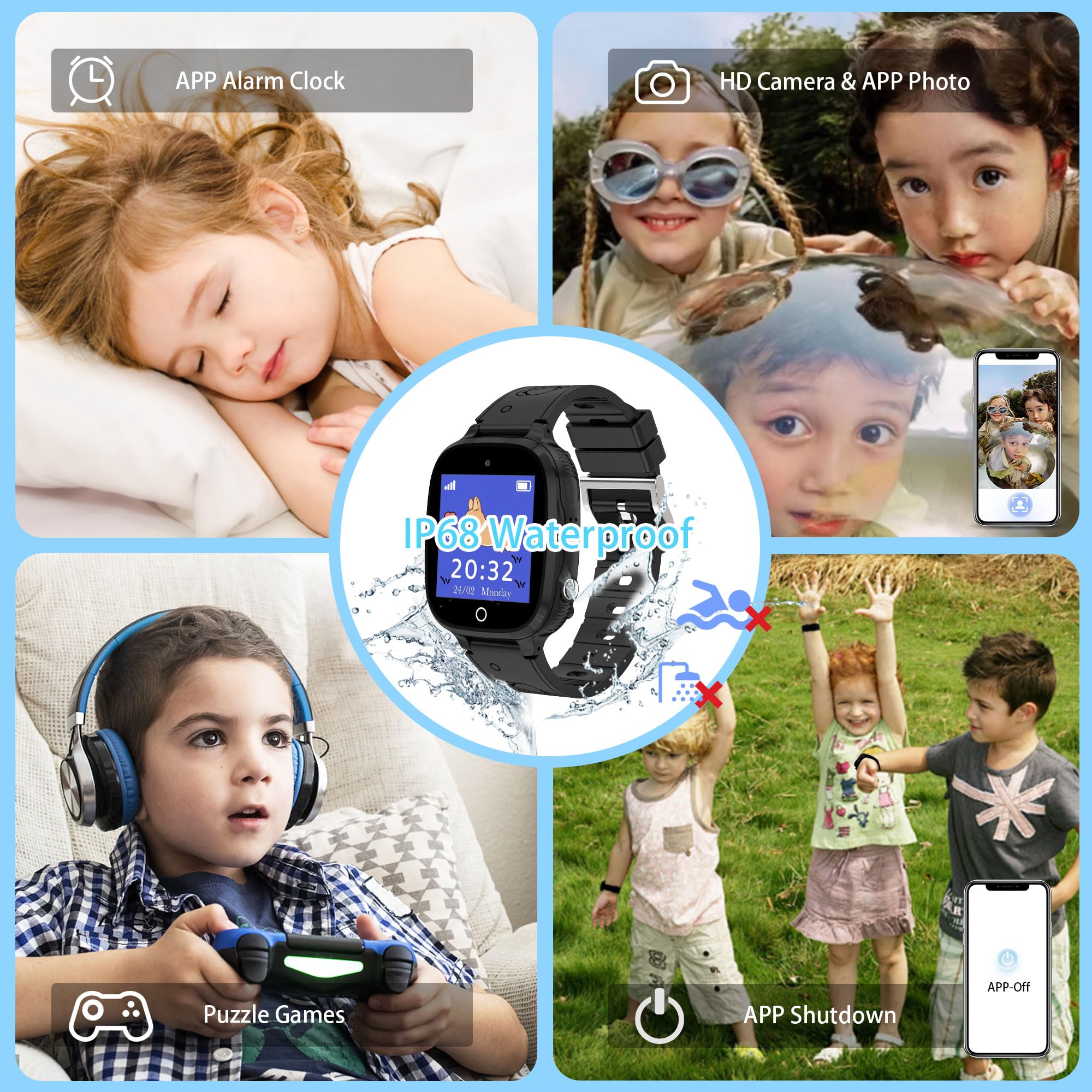 Smartwatch dla Dzieci z GPS Lokalizacja Cyfrowy Gry Telefon Budzik