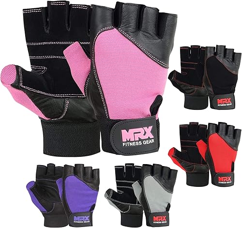 MRX - Guantes de levantamiento de pesas, entrenamiento de gimnasio, fisicoculturismo, fitness, levantamiento de pesas, guantes de cuero genuino para