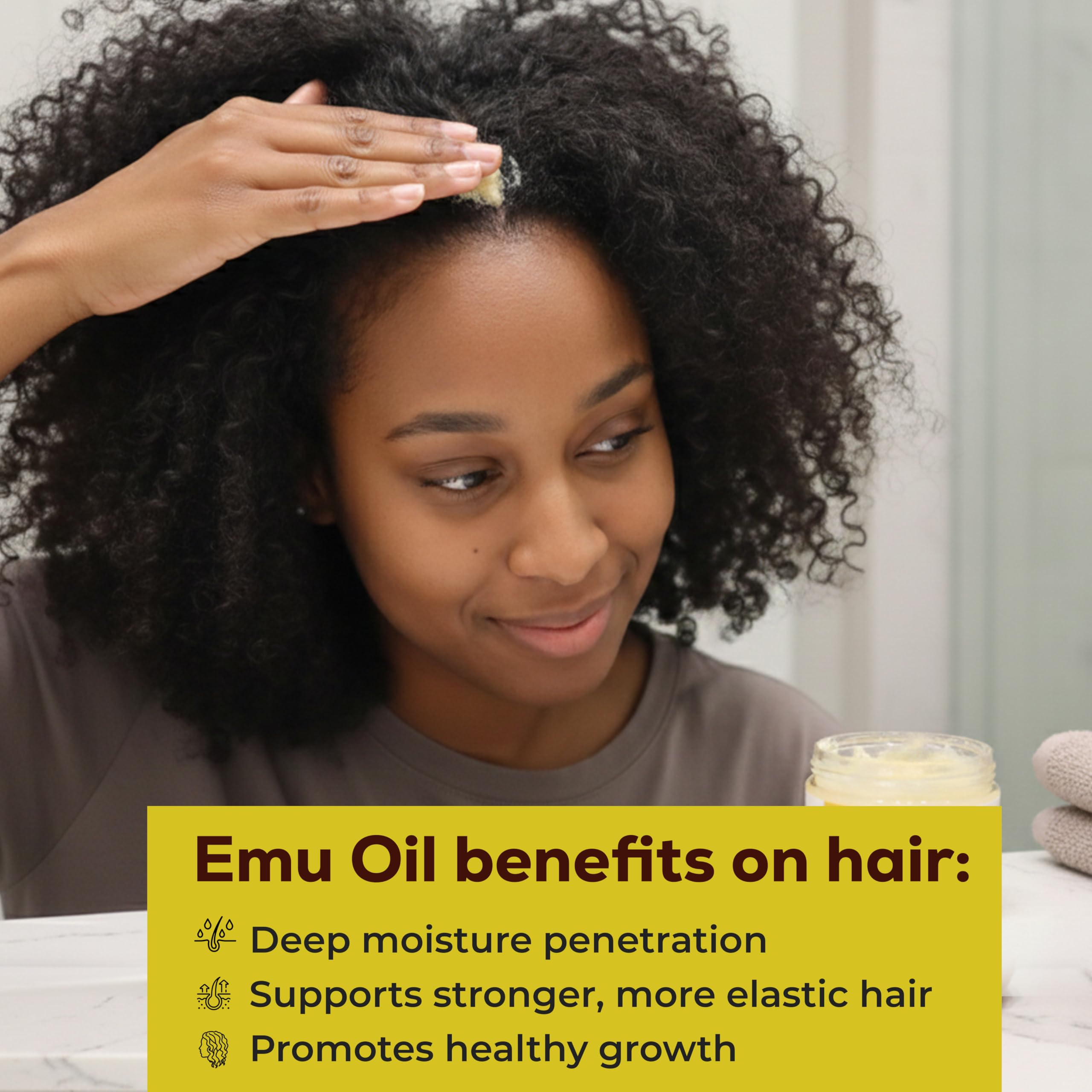 Z olejkiem Emu All Natural and Organic Hair masło firmy Fro Butter