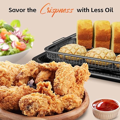 Miniatura 7 de Sartenes para freidora de aire para horno, cesta y bandeja para freidora de aire con guía de cocina y 30 papeles pergaminos, bandeja antiadherente