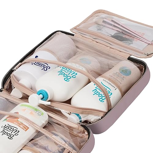 Miniatura 134 de NISHEL Neceser de viaje para mujer, organizador colgante y portátil para champú de tamaño completo, acondicionador, juego de cepillos y accesorios