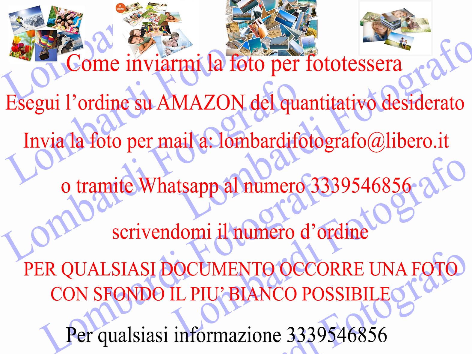 Fototessera Personalizzata con la vostra foto valida per qualsiasi documento in varie quantità (4 FOTOTESSERA)