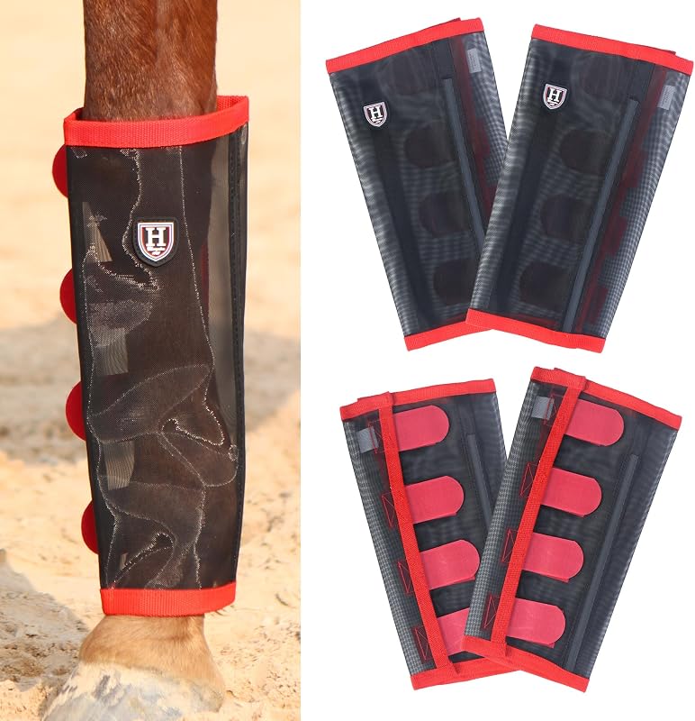 Botas de Malha Respirável para Proteção das Pernas de Cavalos Harrison Howard, Antirasgo, Conjunto com 4
