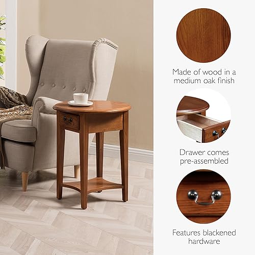 Miniatura 40 de Leick Home 10036 Mesa auxiliar redonda de cristal con estante, cereza chocolate y vidrio tintado Roble chocolate/vidrio,Gris (rustic gray),Roble