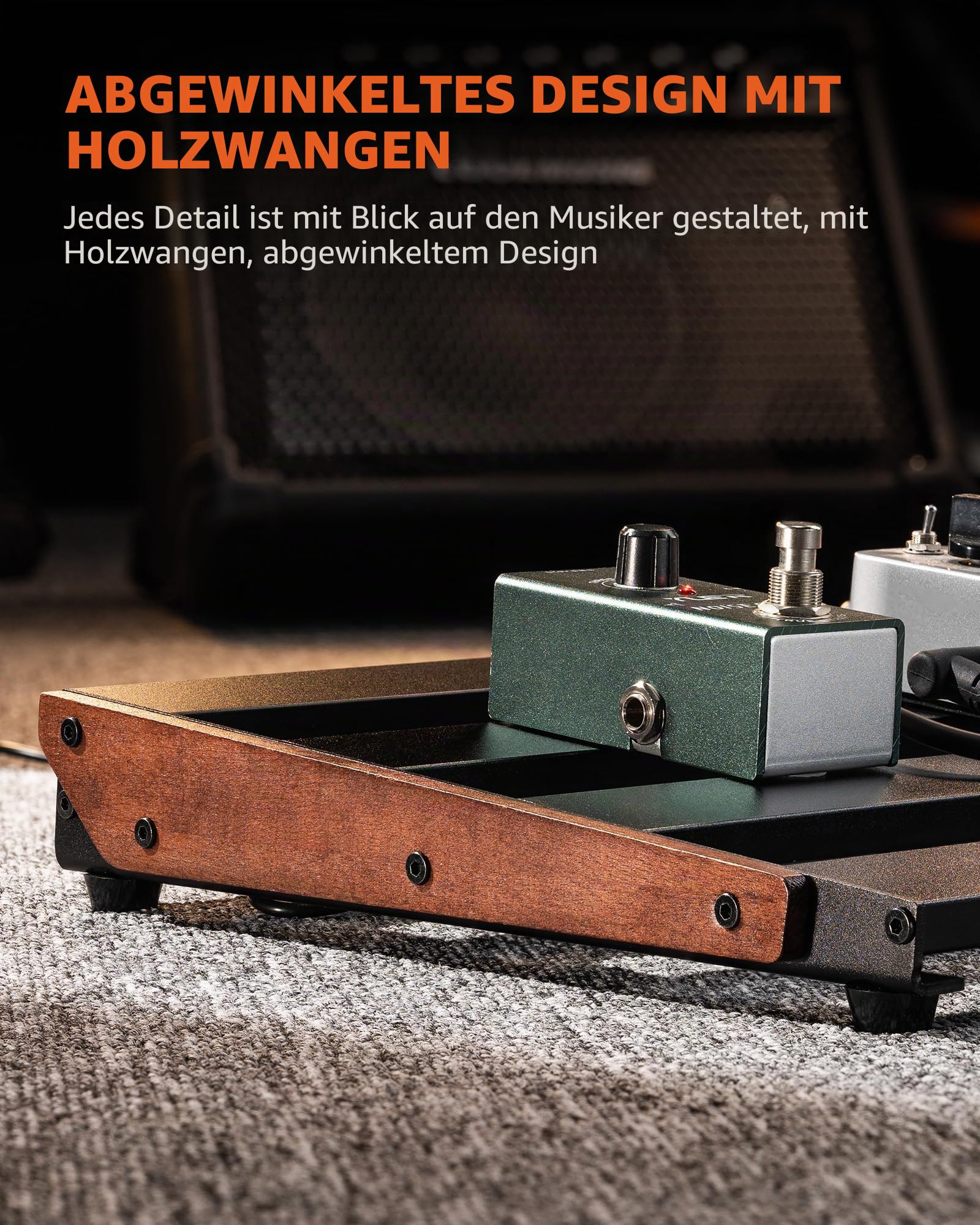 LEKATO Gitarren-Pedalboard mit integriertem Netzteil, 39,4 x 28 x 5 cm großes Effektpedalboard für Bühne Studio Zuhause, Aluminiumkonstruktion, integrierte isolierte Stromversorgung (PB-03S)
