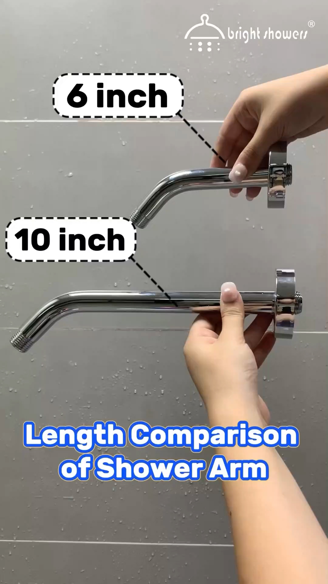 BRIGHT SHOWERS Brass Shower Arm Extender For Rain And Shower Head 14 Inch Universal Shower Head Extension Arm Adjustable Height Angle Chrome