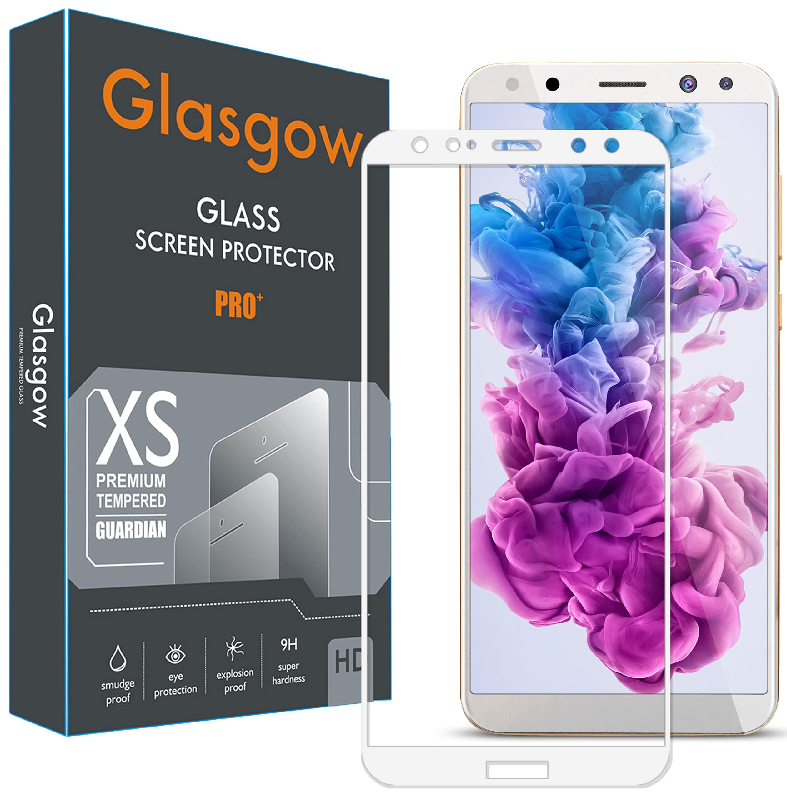 Glasgow Full Protection Tempered Glass for Honor 9i Top Notch Edge to Edge Full Screen Coverage [Anti-Scratch] [Gorilla] [Free Cleaning Kit Included] - White (B07WXHLRHN) Amazon Price History, Amazon Price Tracker