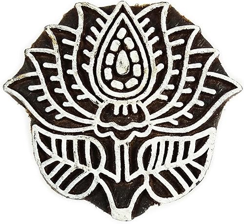 Lotus Bloque de madera indio de bloques de madera tallada a mano Sellos Bloque textil Blockprint