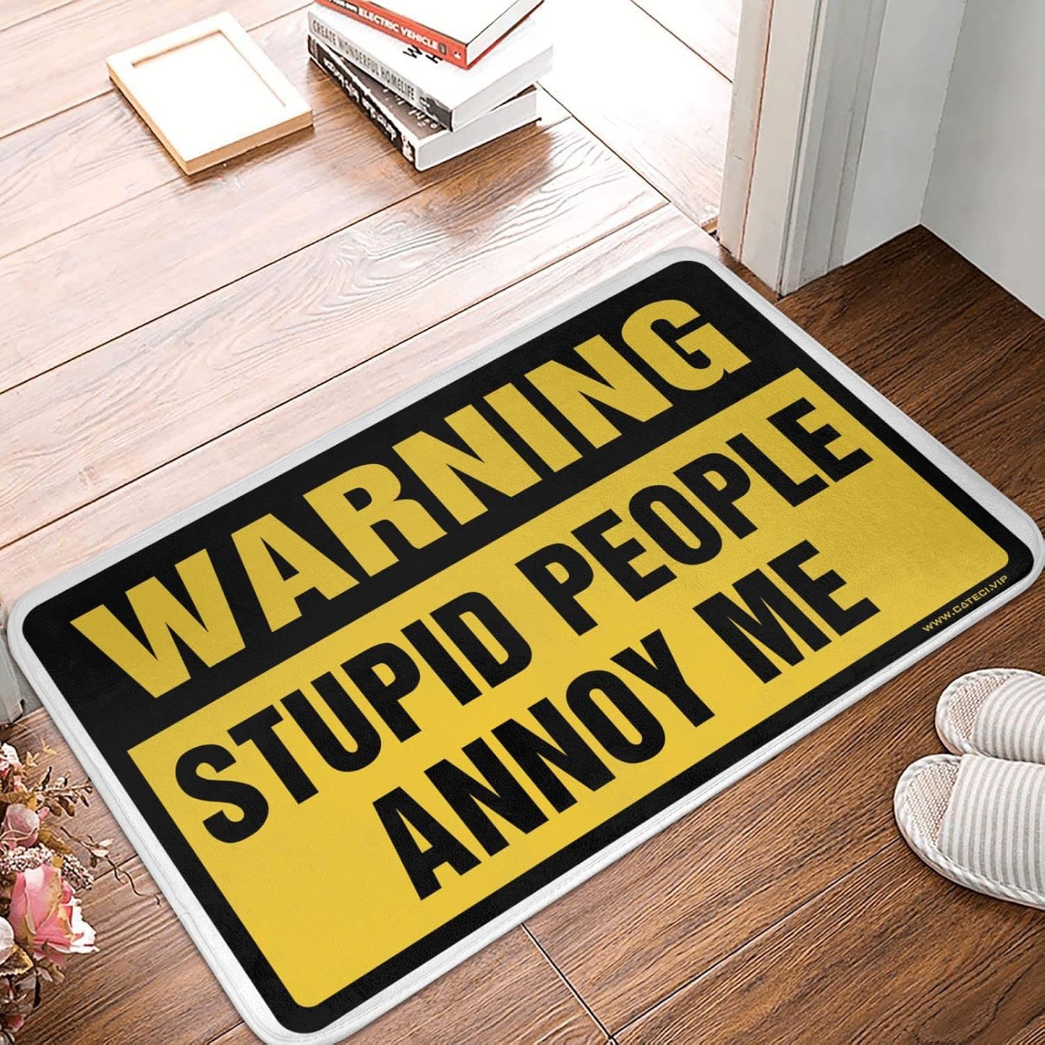 Fall Door Mats Outdoor Warning Stupid People Annoy Me Rug Outdoor Doormat Mats for Sleeping On The Floor(65X90CM)