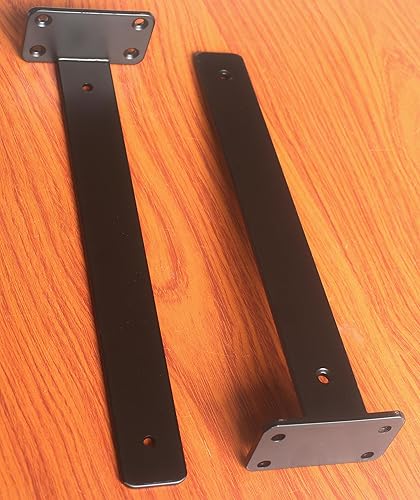 Miniatura 6 de Paquete de 4 soportes de estante en L ocultos negros de 12 pulgadas (15 pulgadas de grosor), soporte de estante de metal, soporte de estante