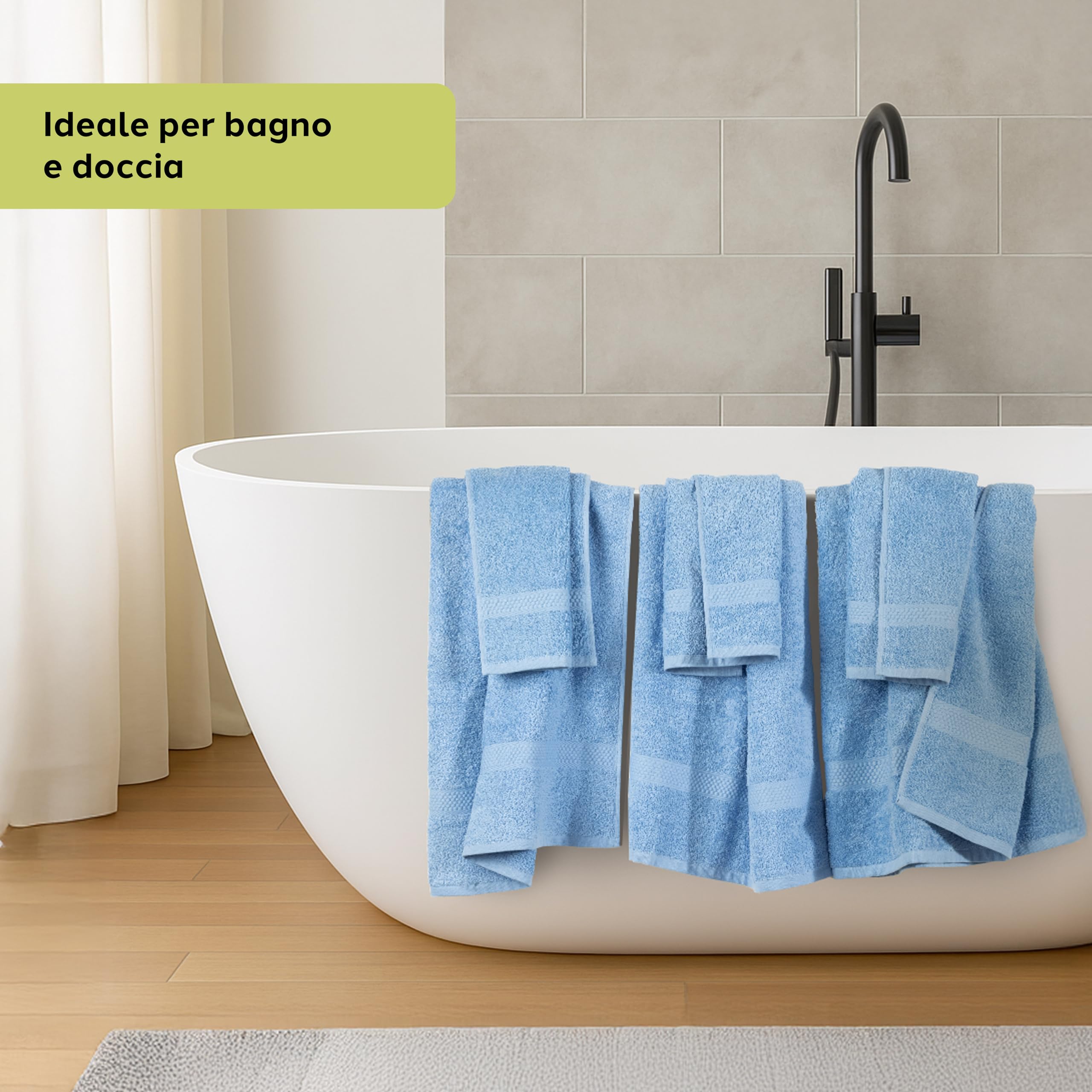 Caleffi Set Asciugamani Bagno con Ospite 6 Pz – Composto da 3x Asciugamano Viso 55x100 cm + 3x Asciugamano Bidet 40x60 cm – Cotone 100% Morbido e Ultra Assorbente – Doccia, Viso e Ospitalità Set Bagno
