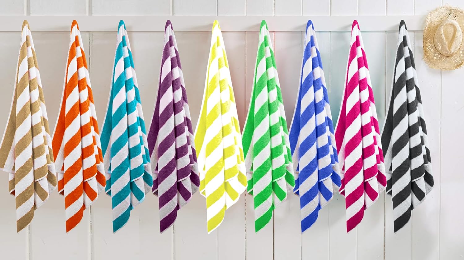 DAN RIVER 100% Rignspun Cotton Stripe Beach Towel Set – 30x60 inches, Pack of 4, Yellow - Quick-Dry, Ultra Soft, and Super Absorbent