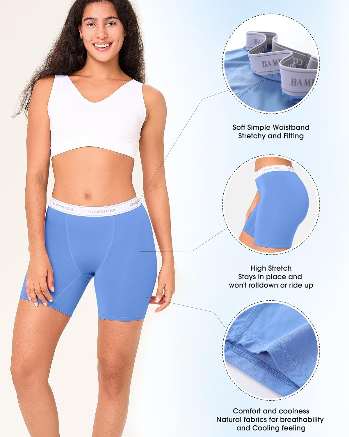 BAMBOO COOL Women's Boyshort Panties Stretchy Underwear Boxer Briefs for Ladies 4 Pack - Image 3