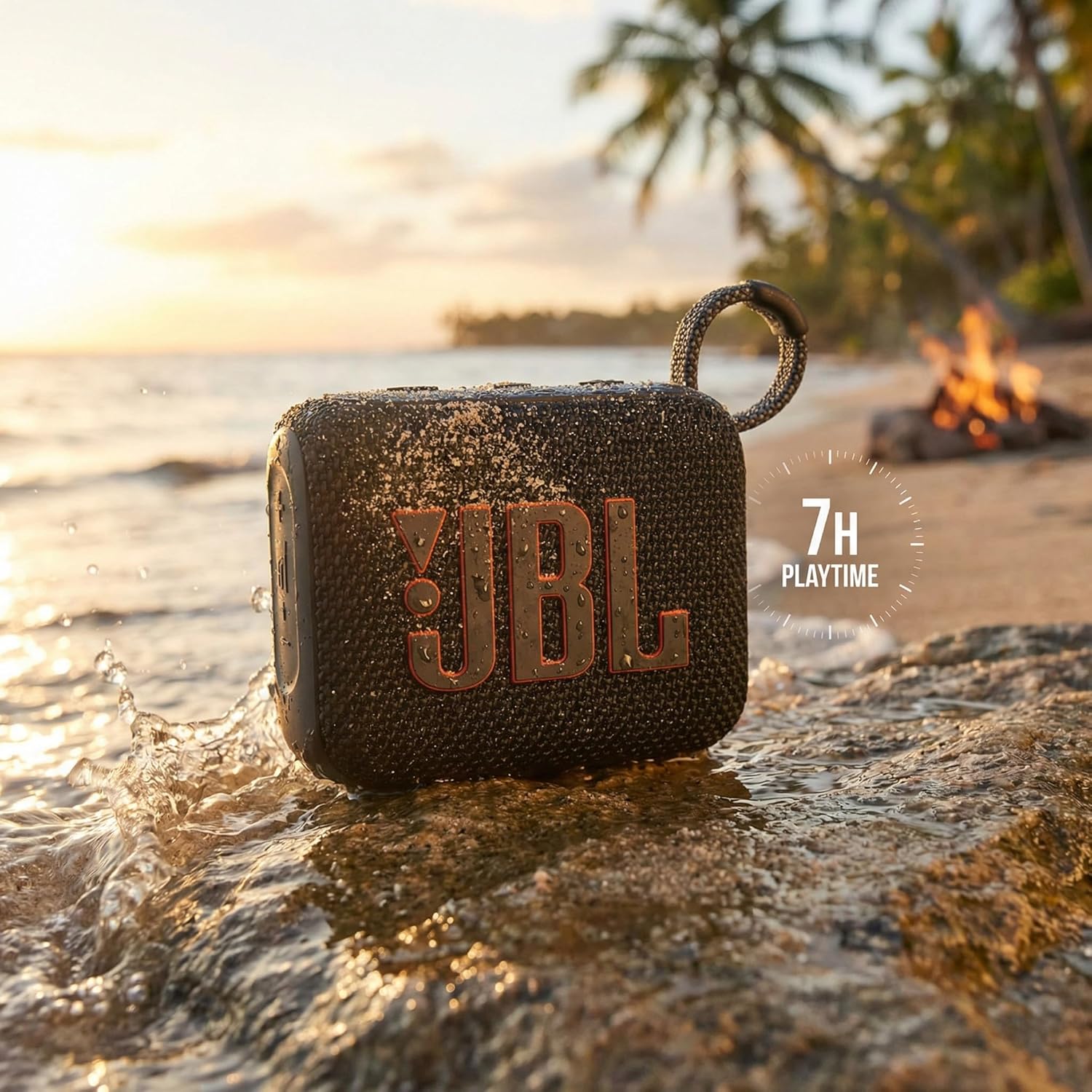 JBL Go 4 Portable Bluetooth Speaker, Built-in Battery, Waterproof and Dustproof - Black (JBLGO4BLKAM) + USB-C Adapter + Microfiber Cloth
