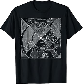 Sacred Geometry T Shirt Fibonacci, White Golden Spiral T-Shirt