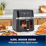 Oster 10-in-1 Digital Air Fryer – 4 QT (3.8 L) Airfryer w/Viewing Window, 10 Preset Functions (Bake, Chicken Wings, Dehydrate, Dessert, French Fries, Meat, Reheat & More) and 60-Minute Timer – Black