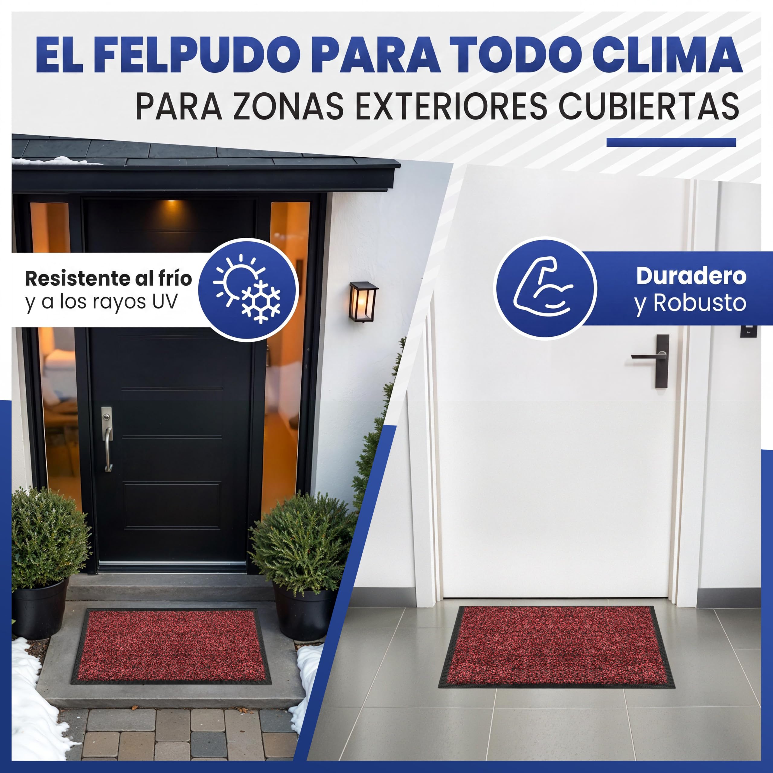 Mibao - Alfombra para Puerta Exterior, 60 x 90 cm, Color Negro y Rojo, Alfombra de Entrada Absorbente Interior, Impermeable y Lavable, Felpudo de Entrada