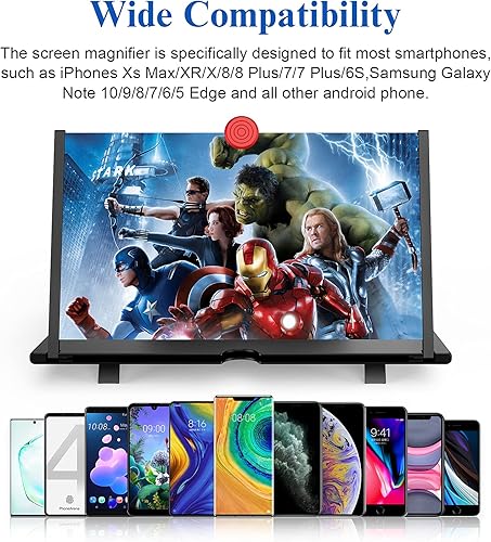 Miniatura 4 de Lupa de pantalla de 12 pulgadas pantalla de proyector de lupa de teléfono móvil 3D HD para películas videos y juegos soporte plegable para teléfono