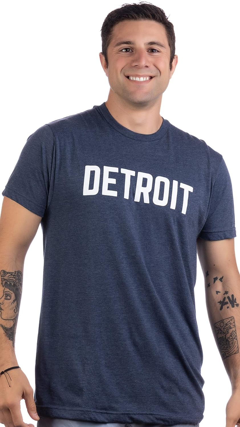 Detroit | Classic Retro City Grey Blue Red Black Detroiter 313 Cool Michigan Men Women T-Shirt - Image 2
