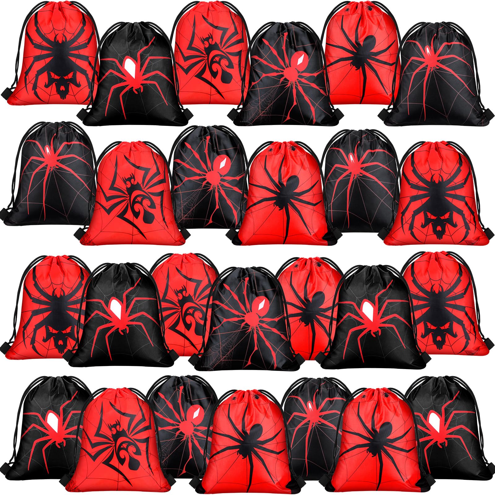 Lothee 24 Pcs Spider Web Drawstring Bags Birthday Party Decoration Goodie Bag Backpack for Birthday Party Supplies (Novel Style)