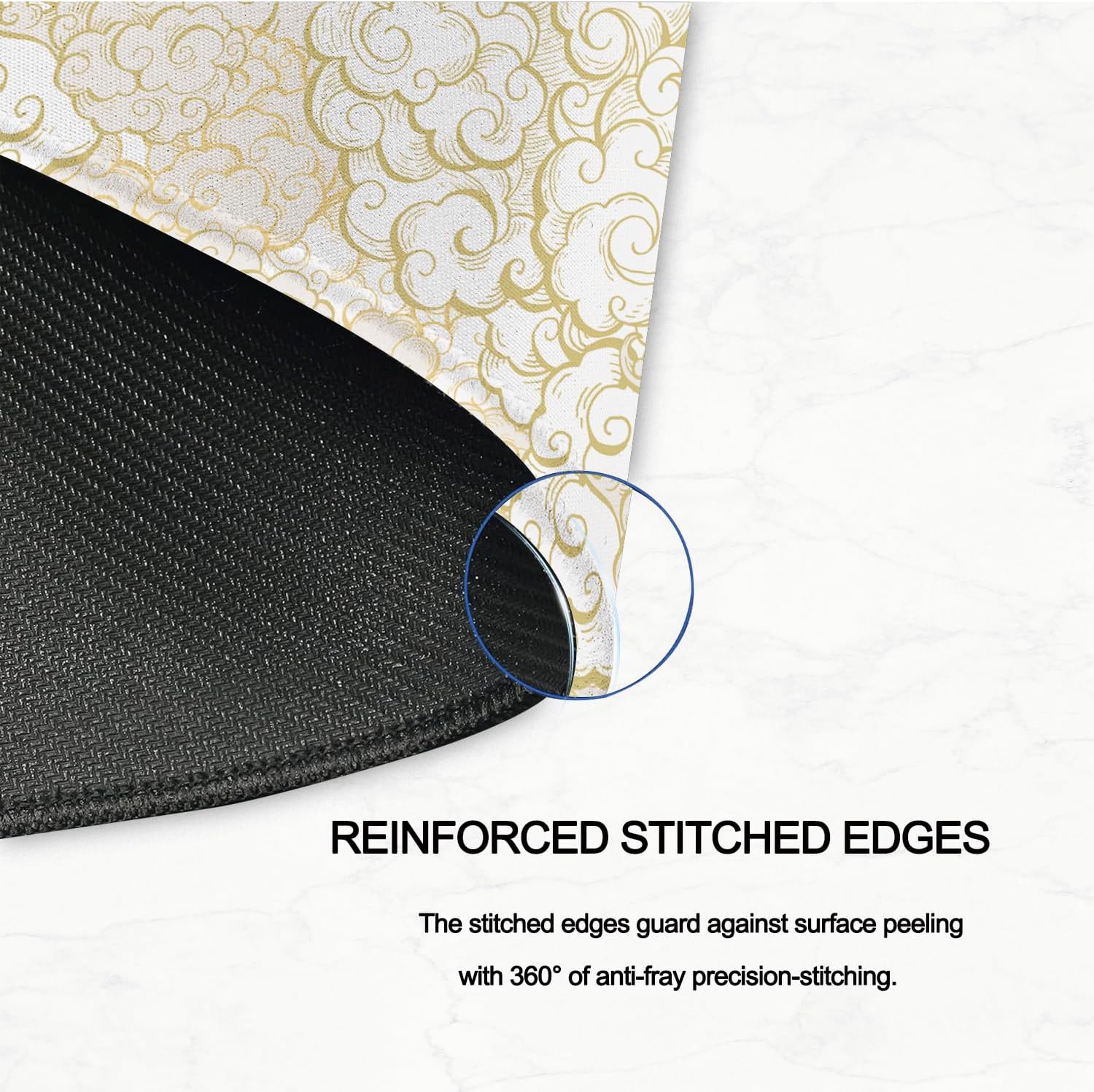 Japanese Clouds Mouse Pads 35.4x15.7inch Large Desk Mat with Stitched Edges,Non-Slip Rubber Base Extended Gaming Mouse Mat for Office,Big Computer Keyboard Desk Pad XXL Beige - Image 6