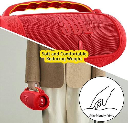 Miniatura 53 de co2CREA Funda de silicona para altavoz Bluetooth portátil impermeable JBL Charge 5, funda suave de viaje portátil con correa para el hombro, funda
