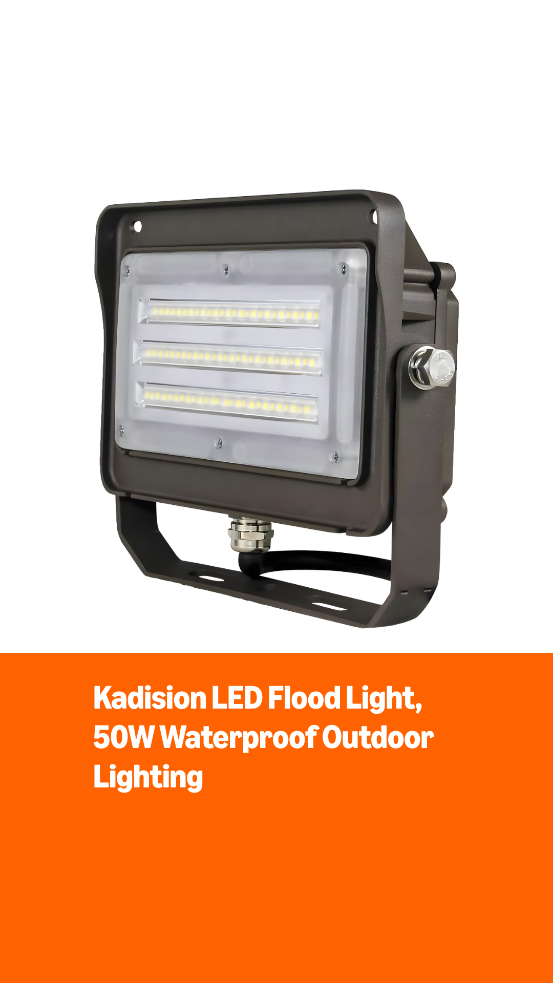 Kadision LED Flood Light, Dusk-to-Dawn Photocell, 50W U-Bracket