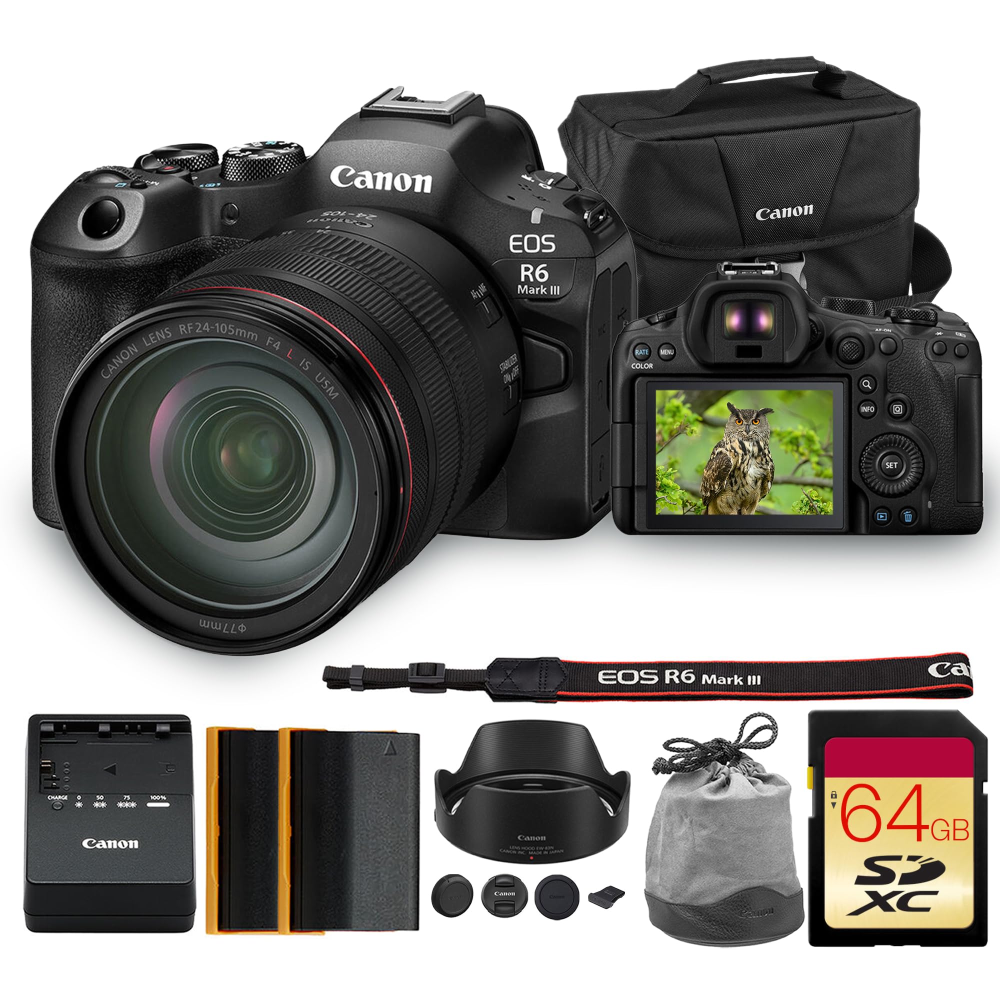 Canon EOS R6 Mark III Mirrorless Camera with 24-105mm f/4L is USM Lens | Full-Frame RF Camera with Advanced AF & 4K Video | for Weddings, Events & Creators + 64GB Card + LP-E6P Battery + 200ES Bag-picture-35
