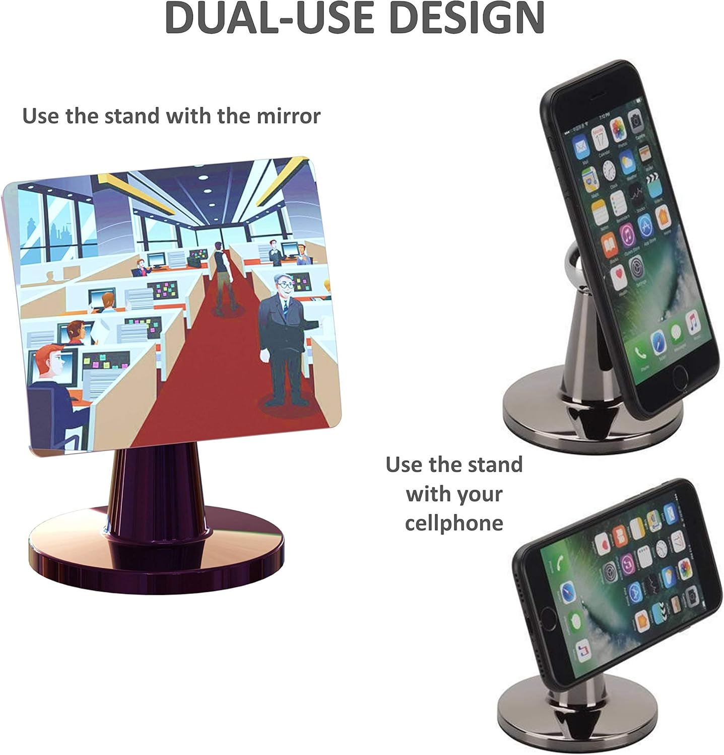 70% Off Everything Desk and Cubicle Mirror to See Behind You, CONICAL Shaped Stand with Detachable Wide Angle Real Glass Mirror, Small & Discrete, Beautiful Design, Perfect Curvature for an exceptionally Clear View