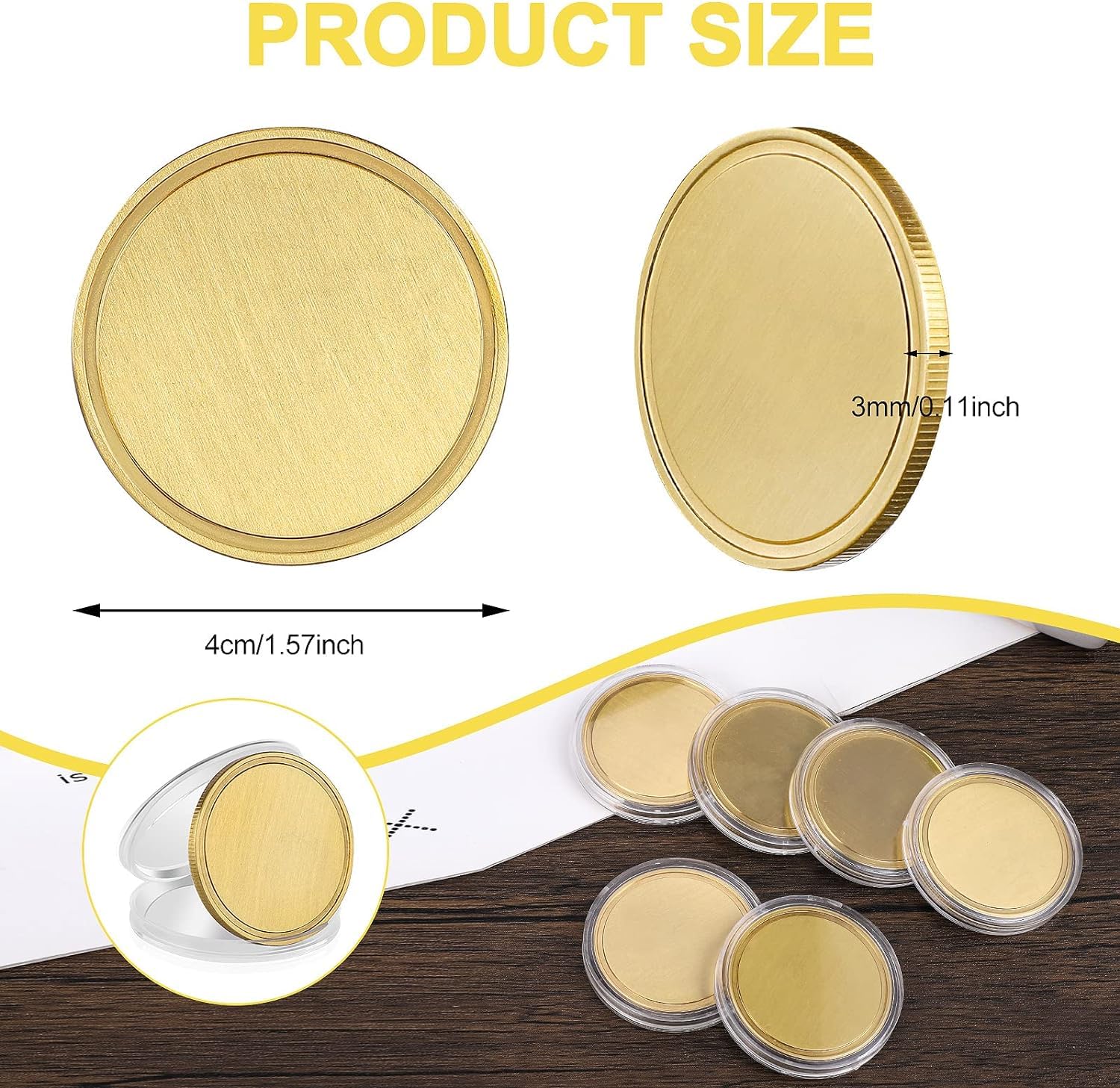 20 sztuk miejsc do grawerowania, DIY mosiężna moneta 40 x 3 mm, mała pusta mosiężna moneta do grawerowania