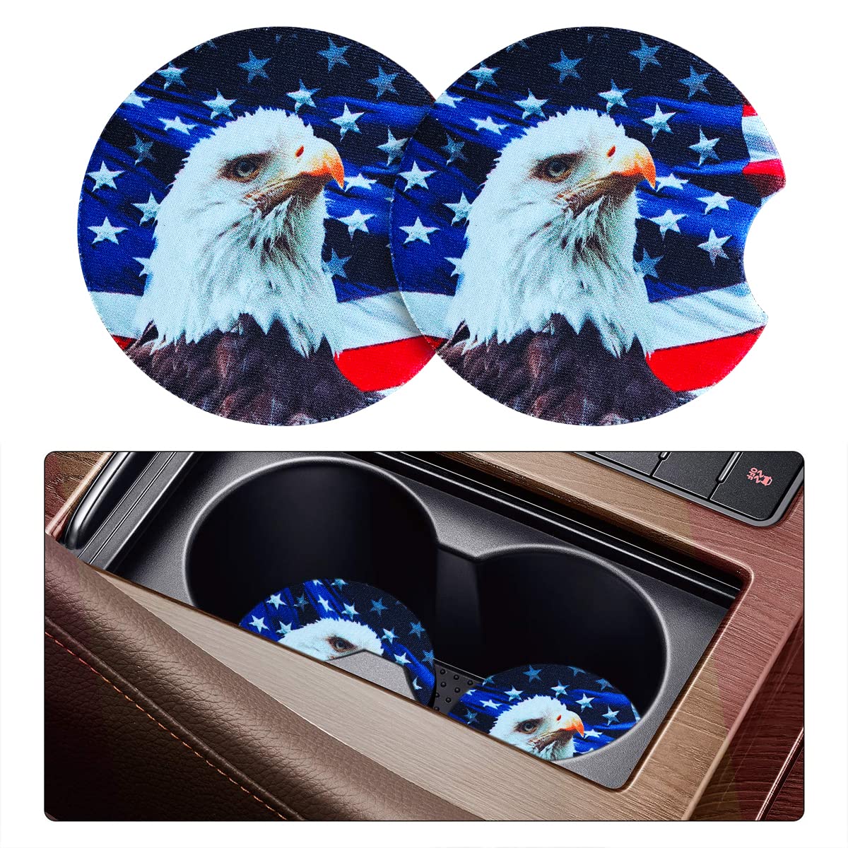 Moly Magnolia 2 Pack Car Coasters for Drinks Absorbent - 2.75 Inch Cute Car Cup Holder Coasters for Women, Removable Cup Holder Coaster for Women Girls, Car Interior Accessories (Style H)