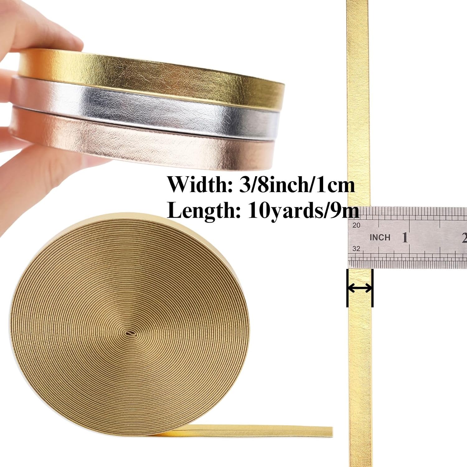 Gold Lace Trim Faux Leather Cord Flat Leather Strap for Jewelry Making Clothing Sewing Crafts Packaging (Gold, 10yards)