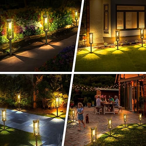 Miniatura 4 de Paquete de 8 luces solares para caminos al aire libre, luces solares brillantes para senderos exteriores, impermeables, luces solares para acera,
