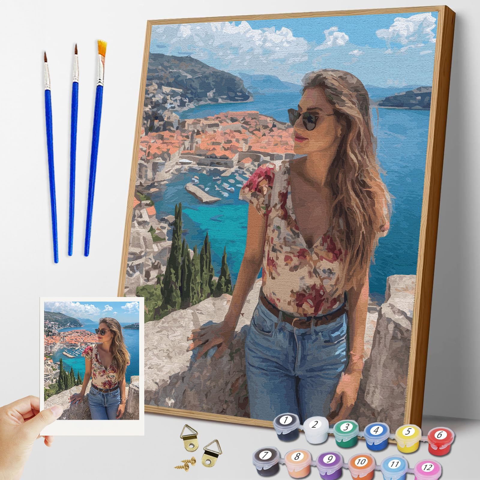 Takuno Personalised Paint by Numbers Kit for Adults Beginner Custom Canvases for Painting Framed Oil Painting Kit from Photo Gift for Birthday Valentine Parent Friend Lover(50x65 cm) — image 1