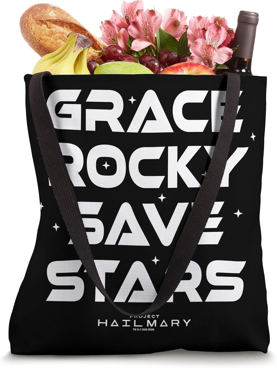 Project Hail Mary Grace Rocky Save Stars Poster Tote Bag