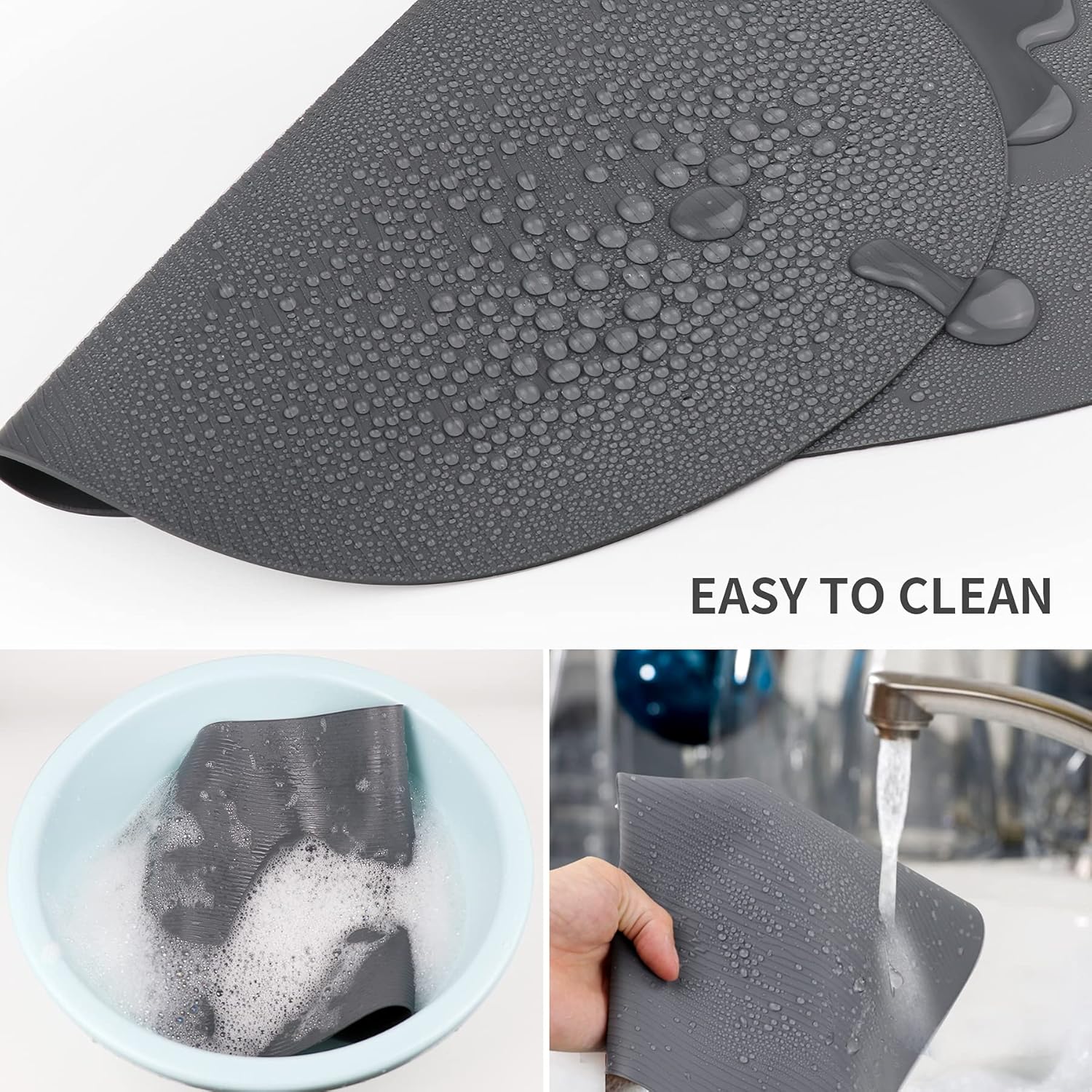 Silicone Placemats, Oval Placemats for Dining Table, Placemats Set of 4, Non-Slip Waterproof Heat Resistant Table Mat, Outdoor Placemat for Patio Table (Light Blue-Oval)