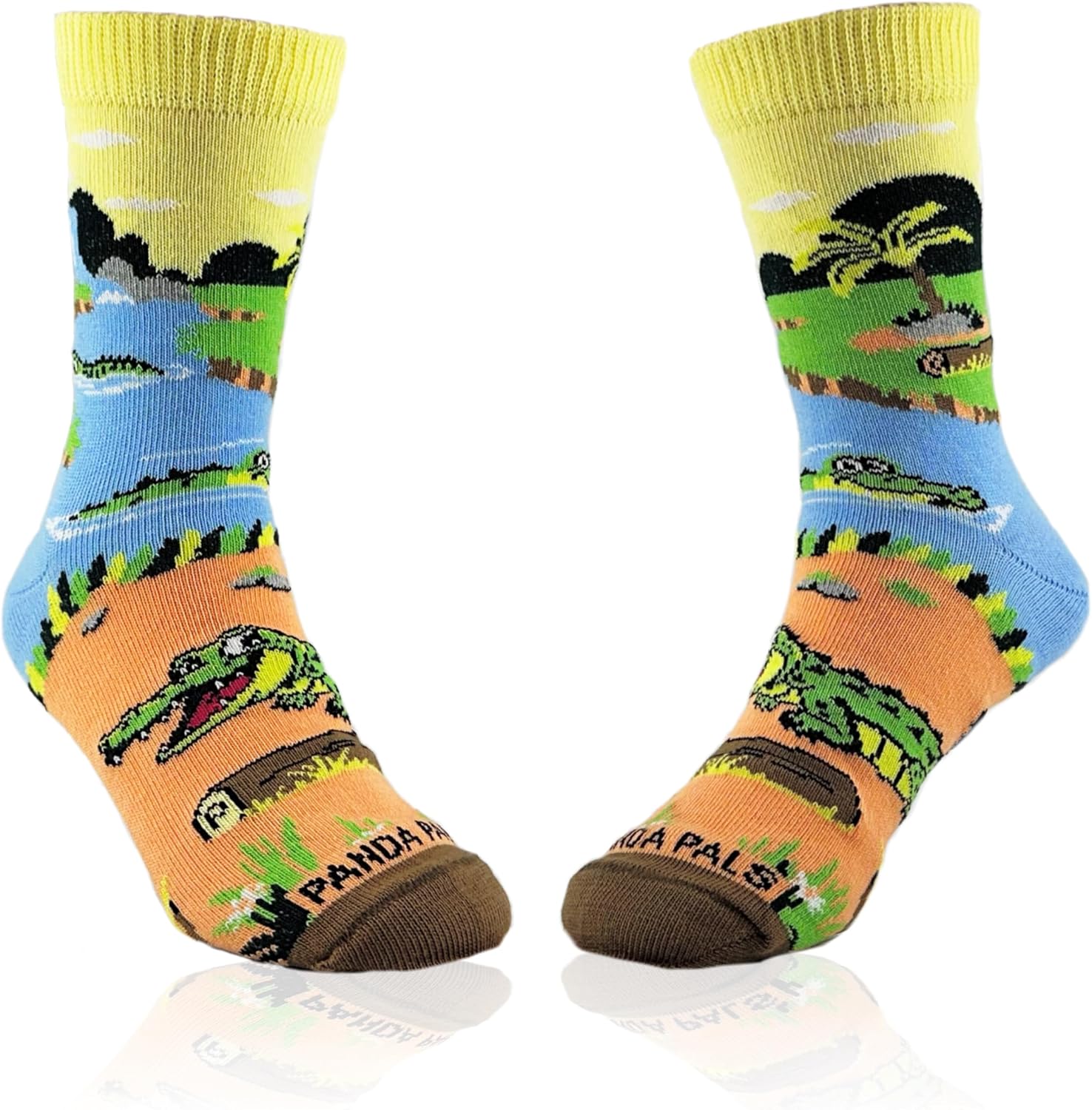 Sock Panda Crocodiles in Paradise Socks, Alligator, Ages 3-7, 85% Peruvian Cotton, Colorful Design