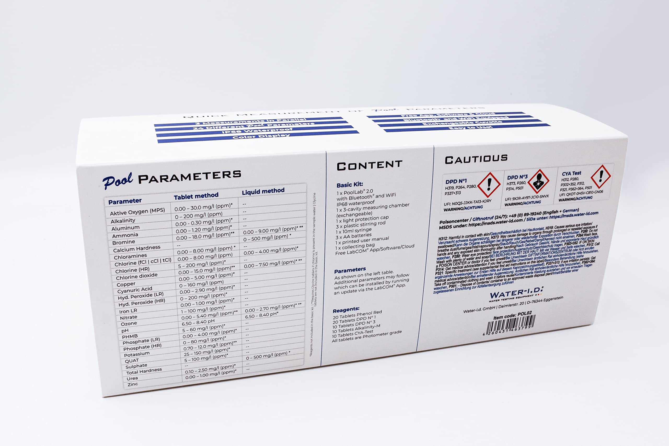 PoolLab 2.0 elektronischer Wassertester - Photometer - professionelle Wasseranalyse für Pool und Spa - Pooltester mit 3 parallelen Messkammern - 24 Wasserwerte - mit 70 Testtabletten
